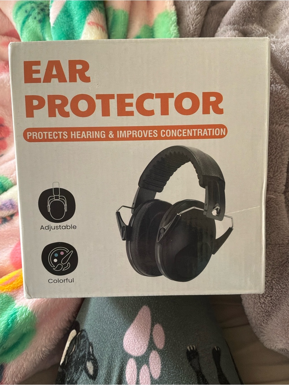 Blue Ear protector for hearing and improved concentration.